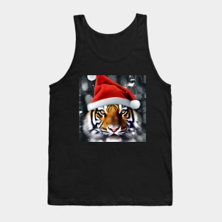 Tiger with Christmas Hat Tank Top